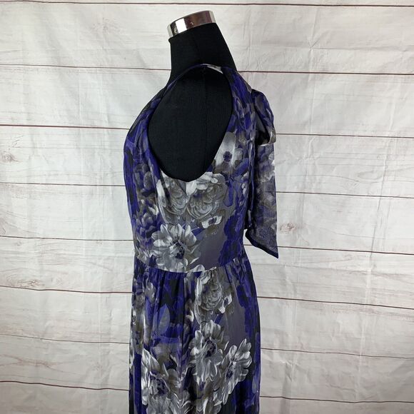 SL Fashions Dress Halter Maxi chiffon Floral Gown Wedding Party Classic Floral - Picture 8 of 16